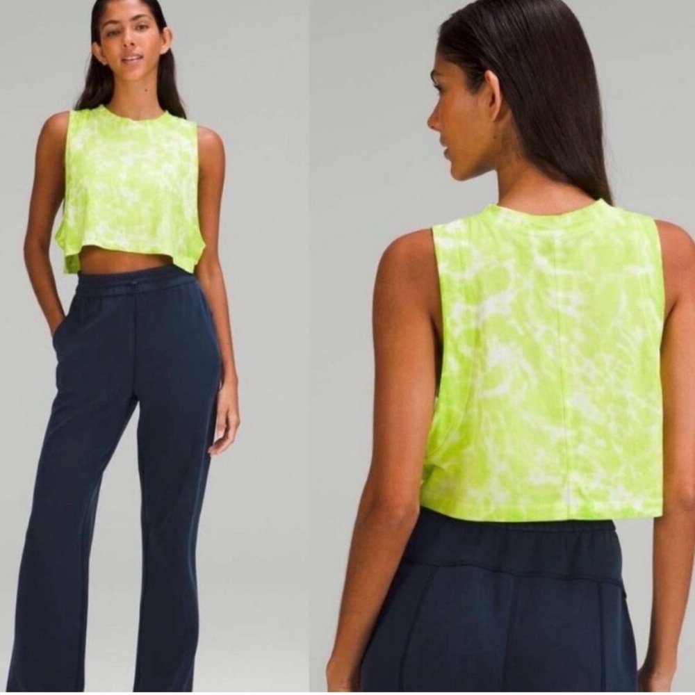 Lululemon Athletica Lime Green Tie-Dye Tank Top